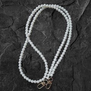 🎄 Christmas Sale 🎄 Elegant White Faux Pearl Bag Chain 43.3inches - Gold Hardware